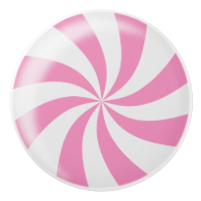Pink Peppermint Candy Cabinet Knob Drawer Pull (Front)