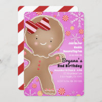 Pink Peppermint Gingerbread Man Holiday Birthday
