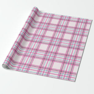 Pink Peppermint Plaid Wrapping Paper Roll