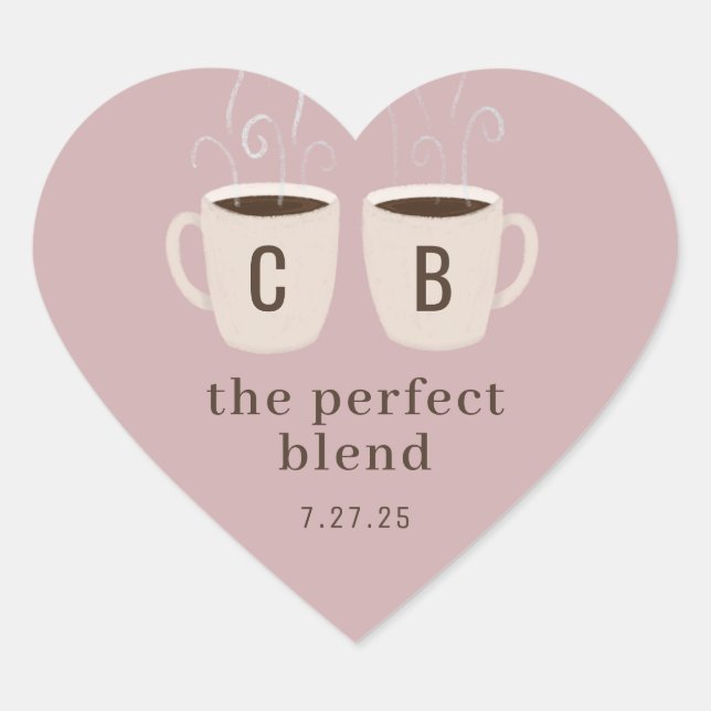 Pink Perfect Blend Couple Mugs Favour Heart Sticke Sticker (Front)