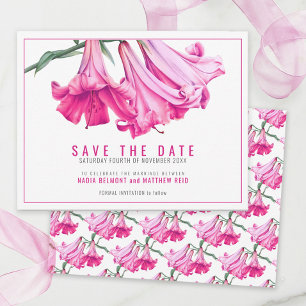 Pink perfection trumpet lily floral art wedding save the date