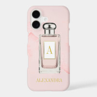 Pink Perfume Bottle Chic French Monogram Personal