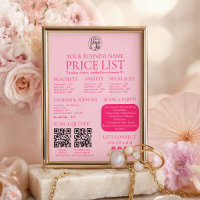 Pink Permanent Jewellery Price List QR code Menu