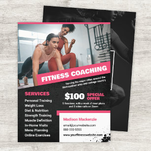 Pink Personal Trainer and Fitness Coaching Flyer