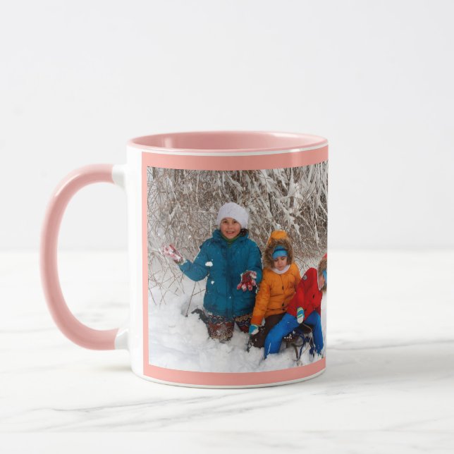Pink Personalise Photo Template Gift Coffee Mug (Left)