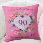 Pink Personalised 90th Birthday Pillow for Women<br><div class="desc">Looking for a fabulous gift for a 90 year old woman?  She'll love this gorgeous pink 90th birthday pillow with a lovely floral heart design.  Add her name above the floral heart,  and any message of your choice underneath.  Perfect gift for any woman turning 90!</div>