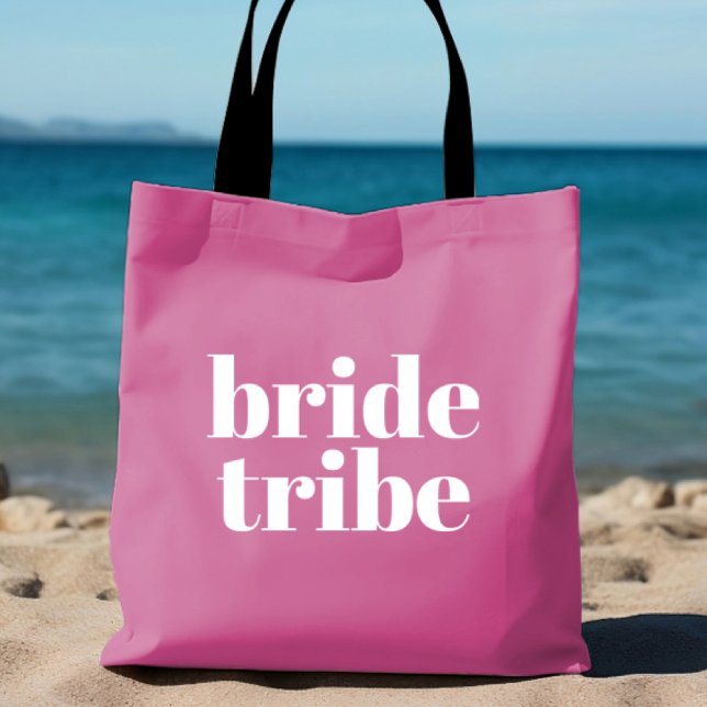 Pink Personalised Bachelorette Bride Tribe Tote (Creator Uploaded)
