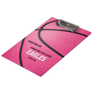 pink personalised basketball coach scorekeeper clipboard