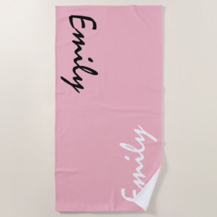 Pink Personalised Beach Towel