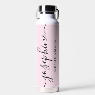 Pink Personalised Bridesmaid Proposal Name Wedding Water Bottle