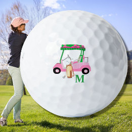 Pink Personalised Custom Golf Cart Clubs Monogram Balls