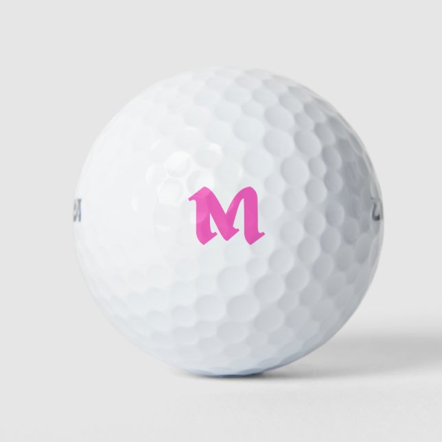 Pink Personalised Custom Monogram Golf Balls (Front)