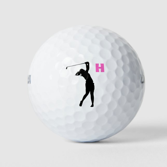 Pink Personalised Custom Monogram Golf Balls (Front)
