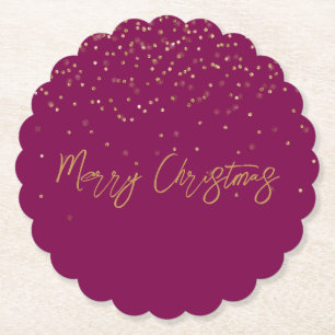 Pink Personalised Gold Name Glitter Sparkle Dots Paper Coaster