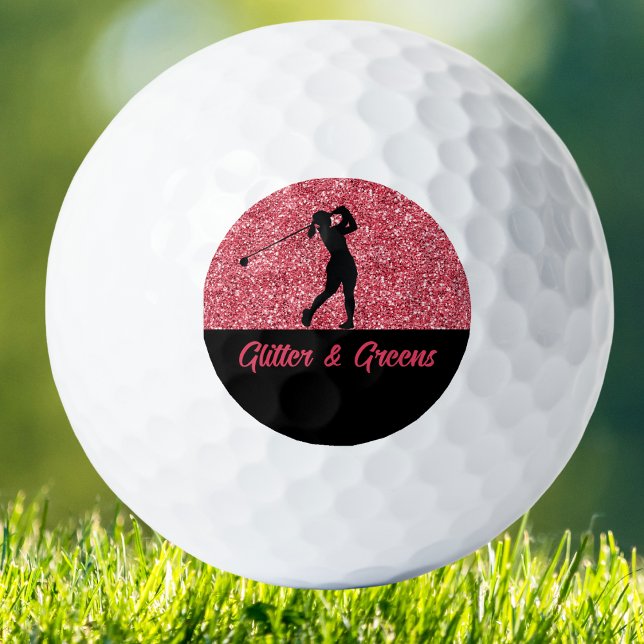 Pink Personalised Golf Balls (Glitter & Greens women’s golf ball – fun, stylish, and perfect for tee time with a touch of sparkle.)