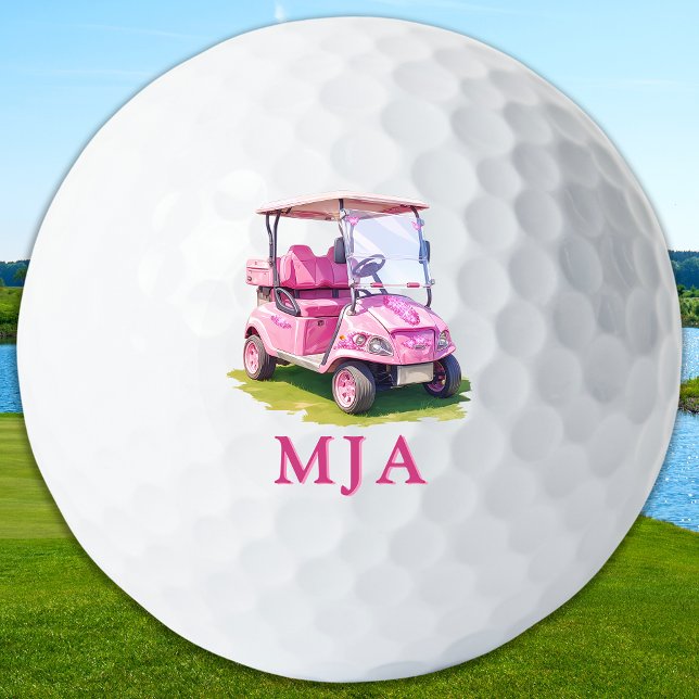 Pink Personalised Golf Cart Custom Monogram  Balls (Creator Uploaded)