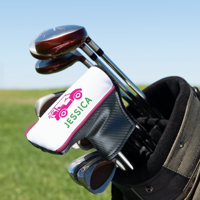 Pink Personalised Golf Cart  Head Cover (Pink Personalized Golf Cart Golf Head Cover)