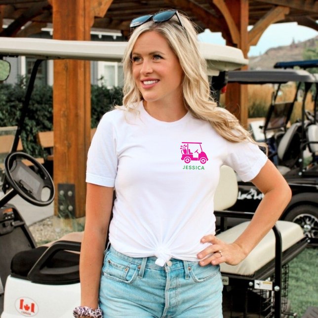 Pink Personalised Golf Cart  Tri-Blend Shirt (Pink Personalized Golf Cart Tri-Blend Shirt)