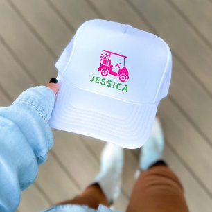 Pink Personalised Golf Cart  Trucker Hat