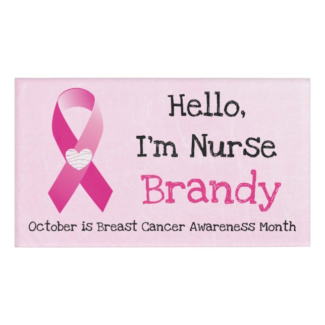 Pink Personalised Hello, Im Nurse Name Tag (Front)