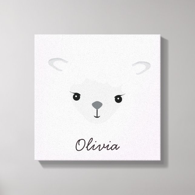 Pink personalised illustration Sheep Nursery Art Canvas Print (Front)