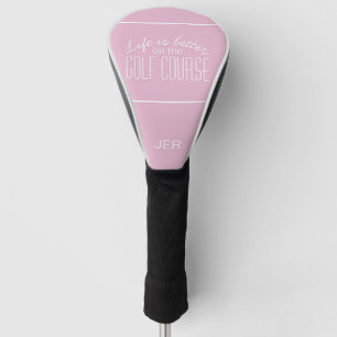 Pink Personalised Initials Monogrammed Golf Quote Golf Head Cover