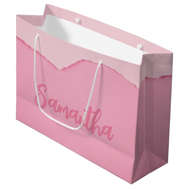 Pink Personalised Large Gift Bag (Front Angled)