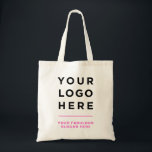Pink personalised logo and text tote bag<br><div class="desc">Simple pink Professional Business Logo Slogan Corporate Promotional tote bag featuring your company logo and a personalised slogan,  website,  social or any marketing text,  perfect as giveaway for corporate celebrations,  employee,  customers.</div>