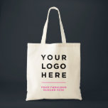 Pink personalised logo and text tote bag<br><div class="desc">Simple pink Professional Business Logo Slogan Corporate Promotional tote bag featuring your company logo and a personalised slogan,  website,  social or any marketing text,  perfect as giveaway for corporate celebrations,  employee,  customers.</div>