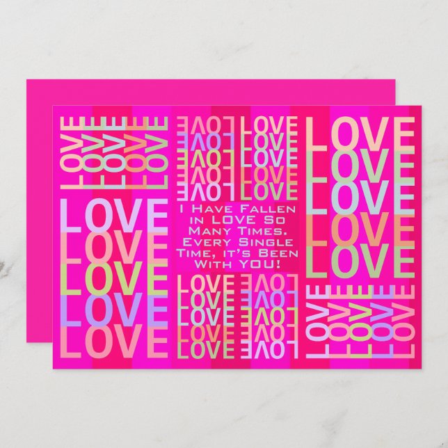 Pink Personalised "LOVE"  Card (Front/Back)