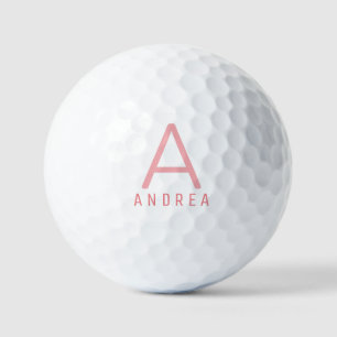 Pink Personalised Modern Monogram  Golf Balls