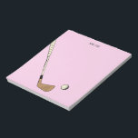 Pink Personalised Modern Vintage Golf  Notepad<br><div class="desc">Modern golf design for golfers.</div>