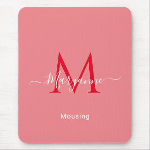 Pink Personalised Monogram  Mouse Pad