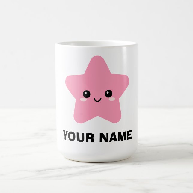 Pink Personalised Mug, Star Character Graphic Mug (Center)