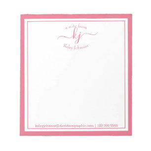Pink Personalised Name   From The Desk Of Notepad