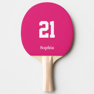 Pink Personalised Name Number Ping Pong Paddle