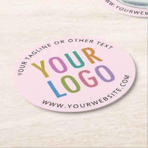 Pink Personalised Paper Coasters Custom Logo Bulk