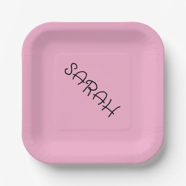 Pink Personalised Party Plate (Front)