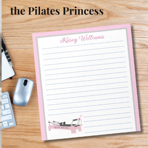 Pink Personalised Pilates Princess Name Lined Notepad