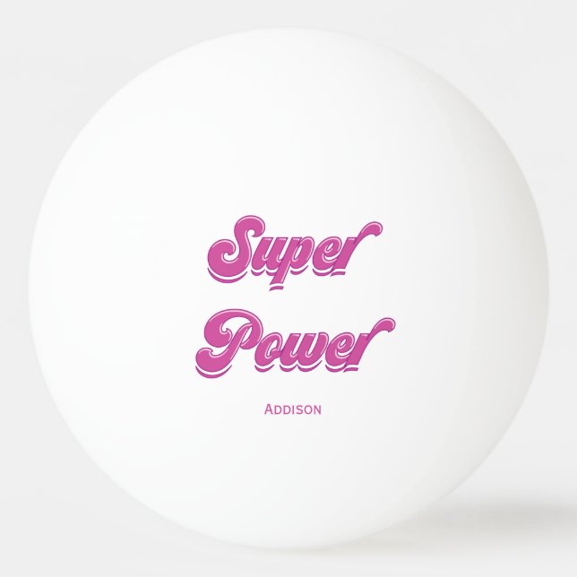 Pink Personalised Ping Pong Balls Super Power (Front)
