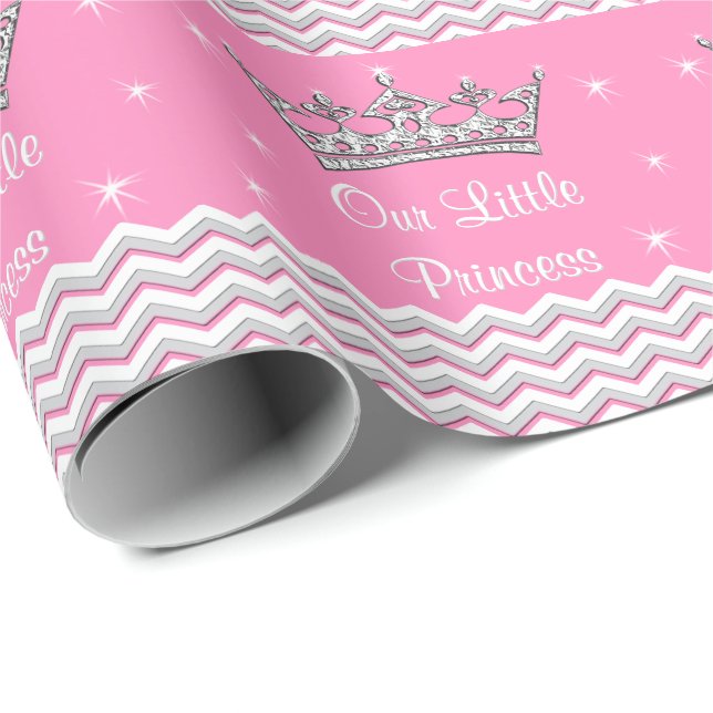 Pink Personalised Princess Gift Wrapping Paper (Roll Corner)