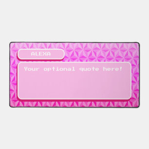 Pink Personalised Retro Gaming Pixel Art Desk Mat