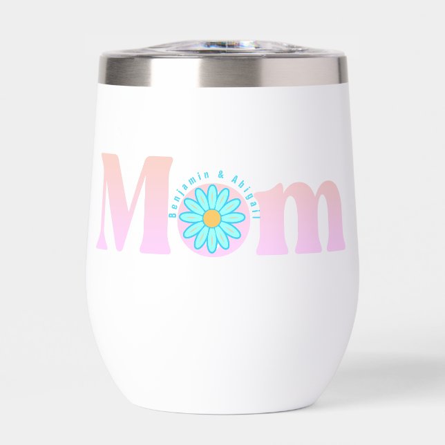 Pink Personalised Retro Mum Child Names  (Front)