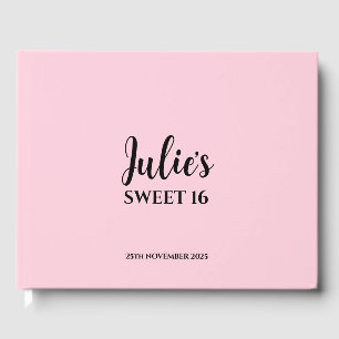 Pink Personalised Sweet 16 Guest Book