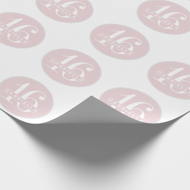 Pink Personalised Sweet 16th Teen Birthday Wrapping Paper (Corner)