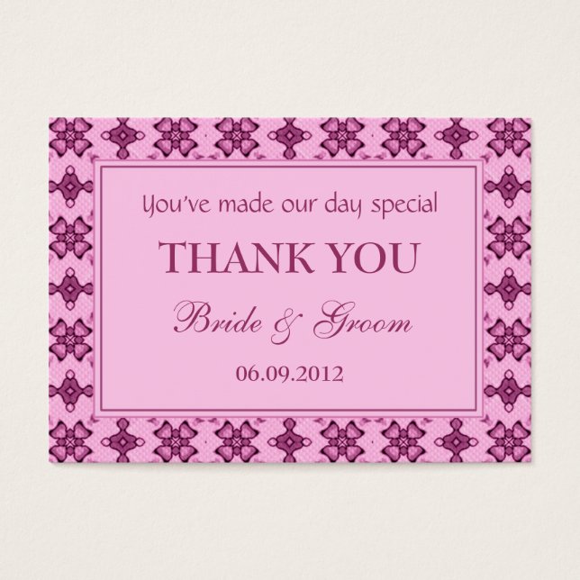 Pink Personalised Wedding Favour Gift Tags (Front)
