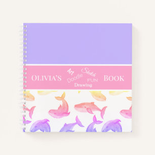 Pink Personalised Whales Notebook