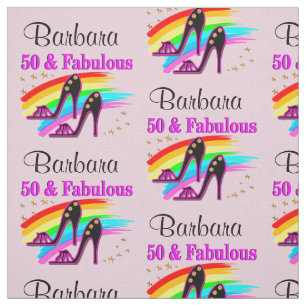 PINK PERSONALIZED 50 AND FABULOUS FABRIC