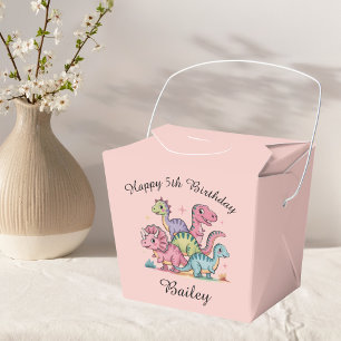 Pink Personalized Girls Dinosaur Birthday Favour Box