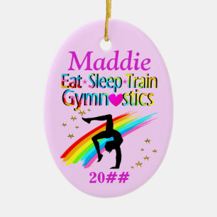 PINK PERSONALIZED GYMNASTICS ORNAMENT